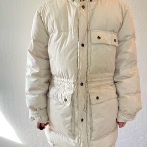 Unisex White/Cream Down Puffy Winter Jacket or Parka